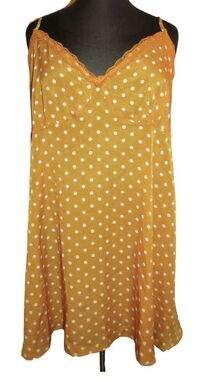 Shein Mustard Polka Dot Silky Lightweight Chemise Plus Size 3X